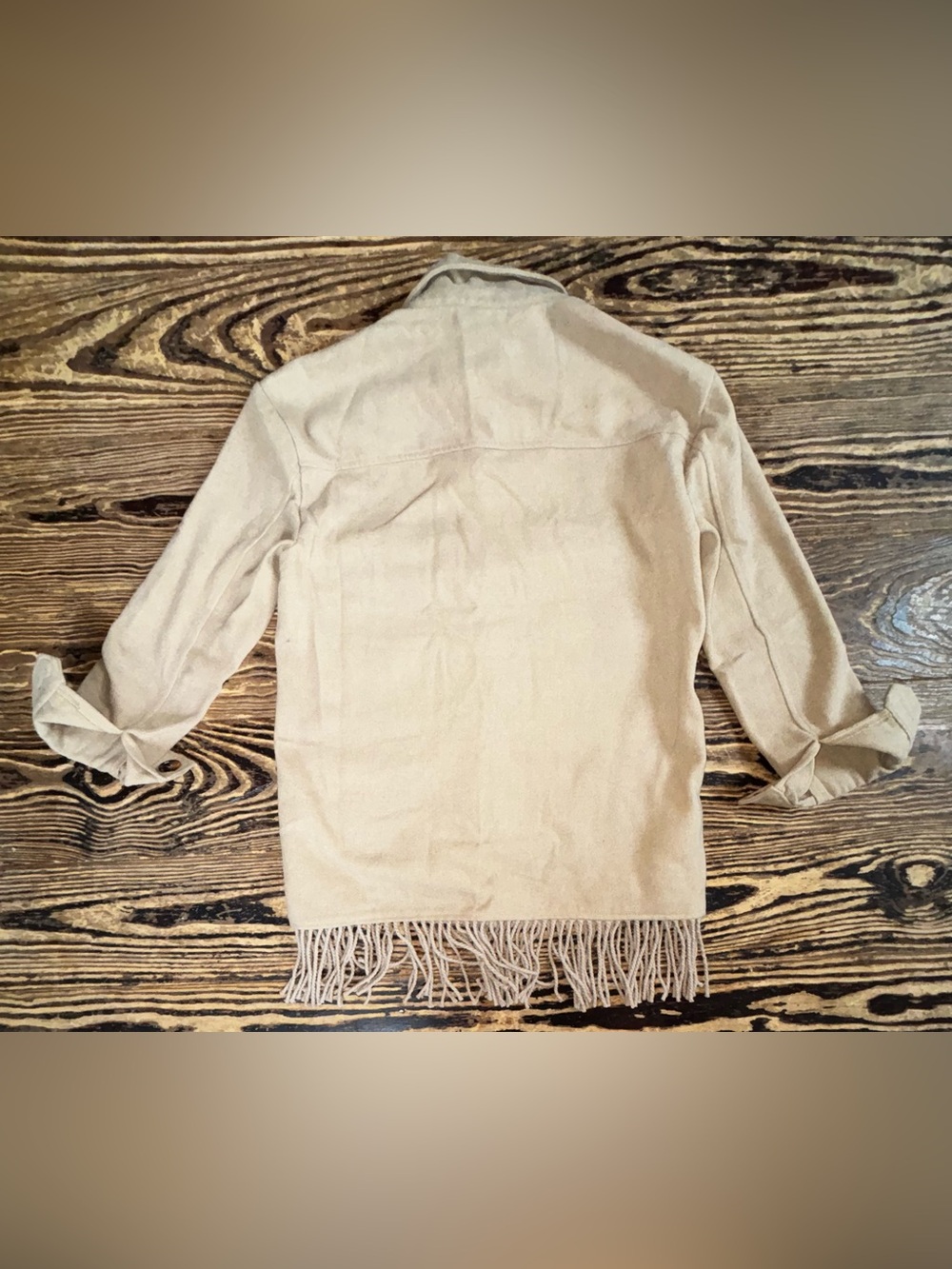 Laundry by Shelli Segal Cream Fringe Button-Front Top, Wool Texture! - Picture 3 of 8